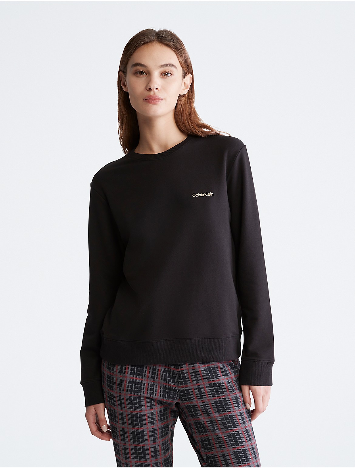 Calvin Klein Women's Modern Cotton Holiday Lounge Sweatshirt - Black - XS