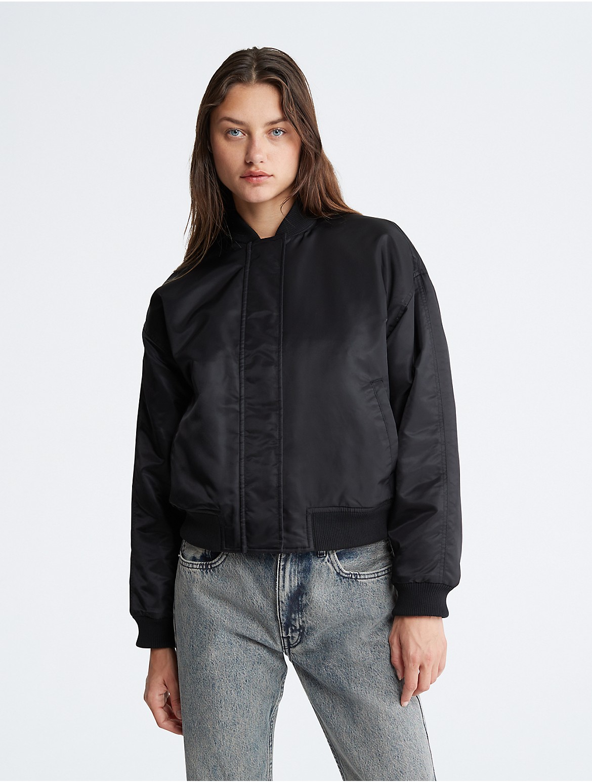 Calvin Klein Women's Nylon Bomber Jacket - Black - S