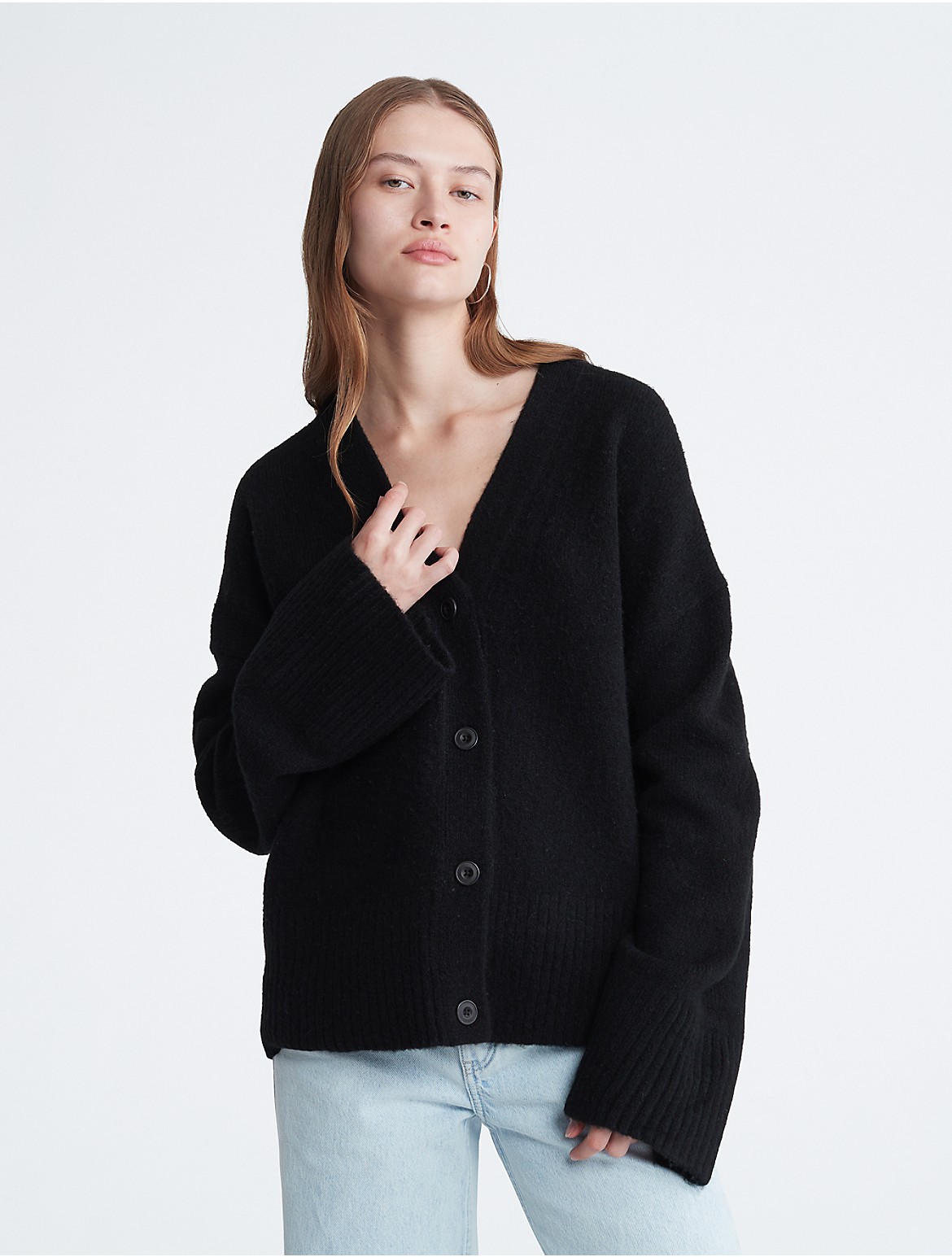 Calvin Klein Women's Oversized Relaxed Fit Cardigan - Black - XS
