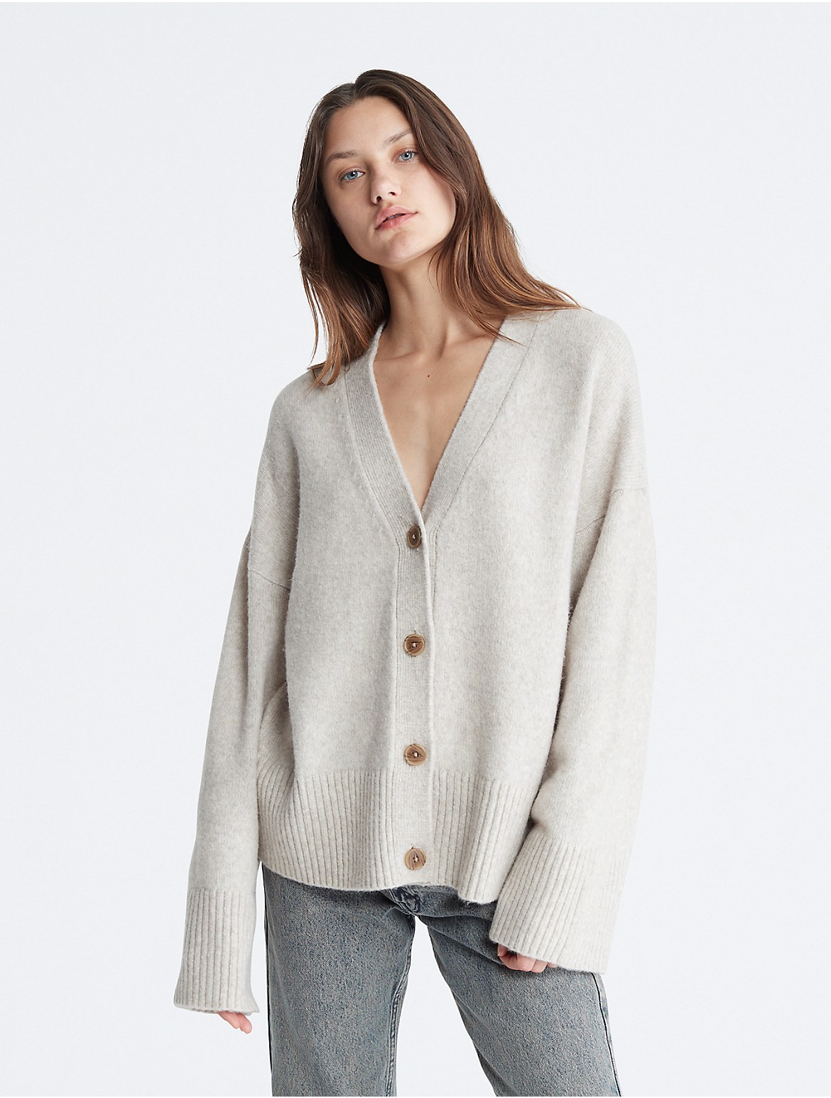 Calvin Klein Women's Oversized Relaxed Fit Cardigan - Neutral - XS