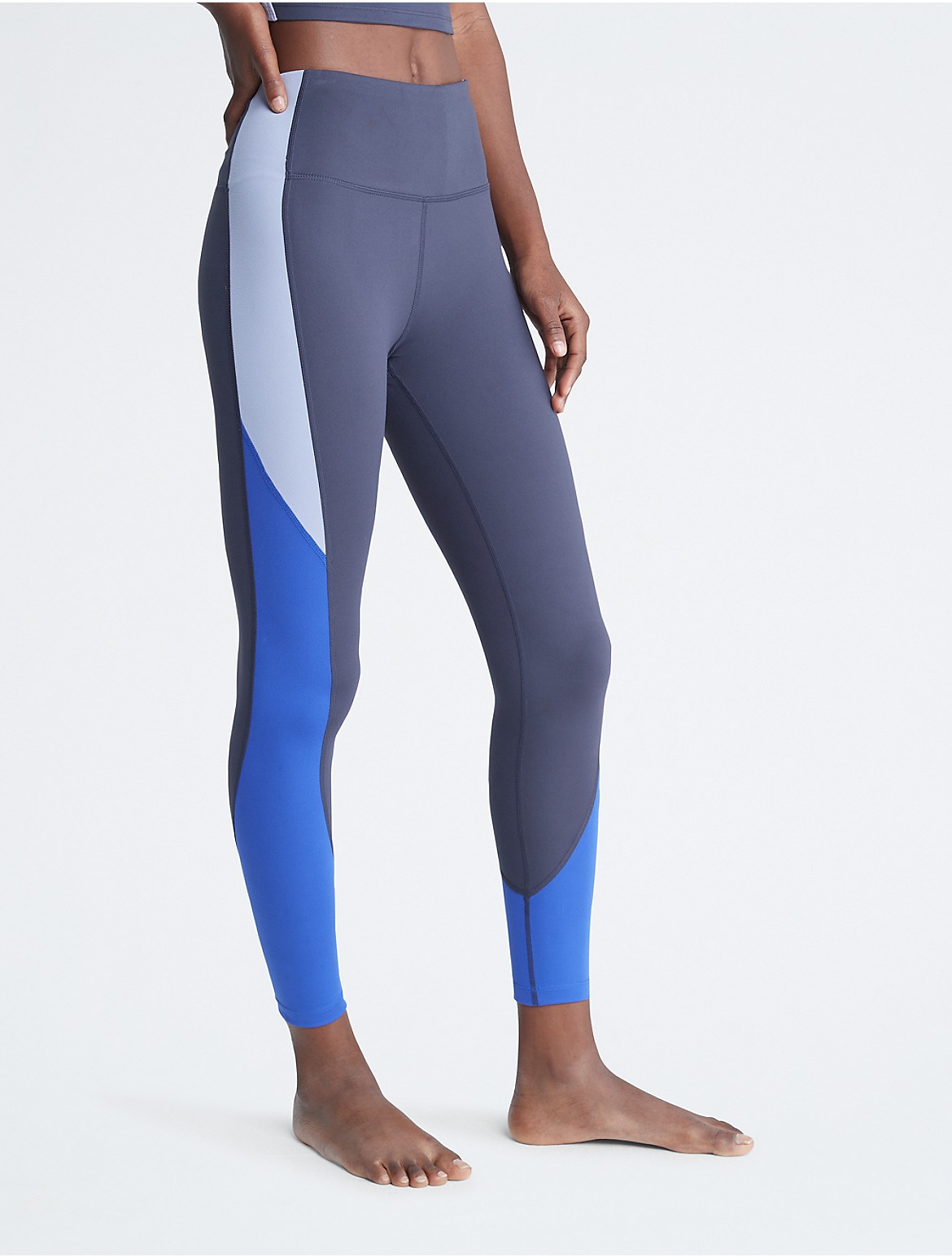 Calvin Klein Women's Performance Embrace High Waist Colorblock 7/8 Leggings - Blue - XL