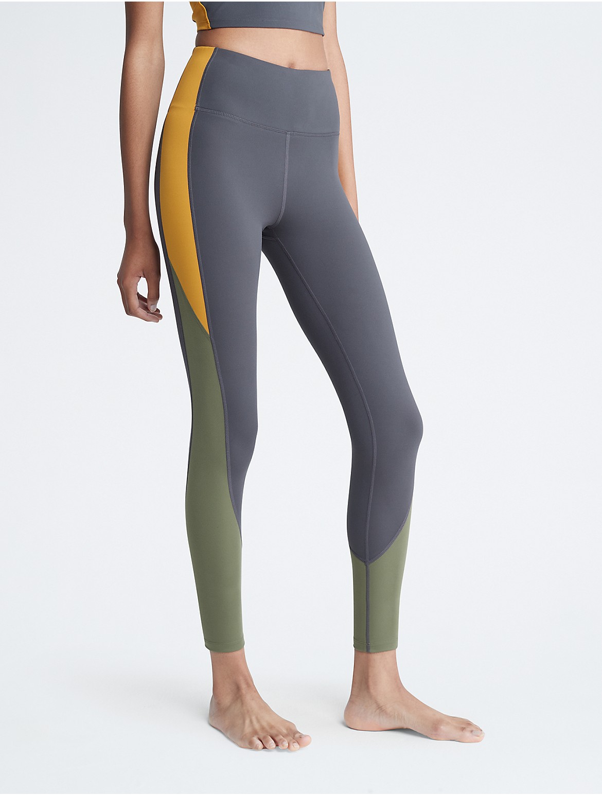 Calvin Klein Women's Performance Embrace High Waist Colorblock 7/8 Leggings - Grey - XS