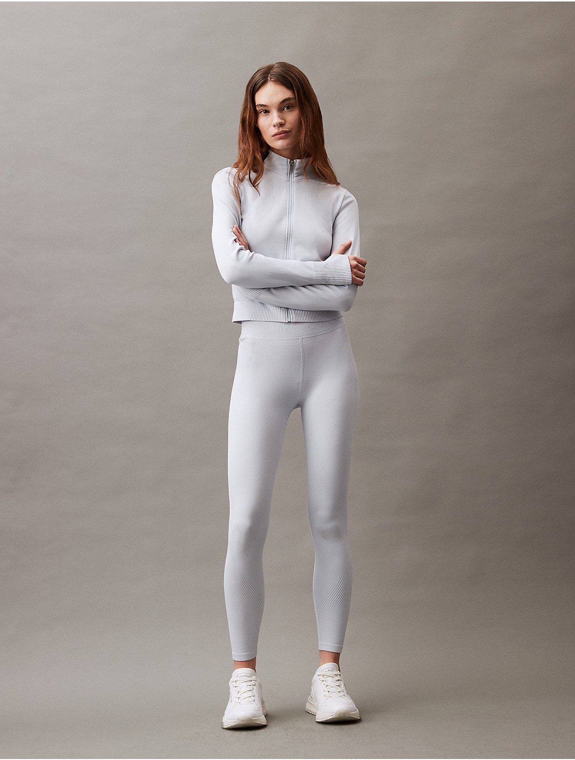 Calvin Klein Women's Performance Seamless Mock Neck Jacket - White - XL