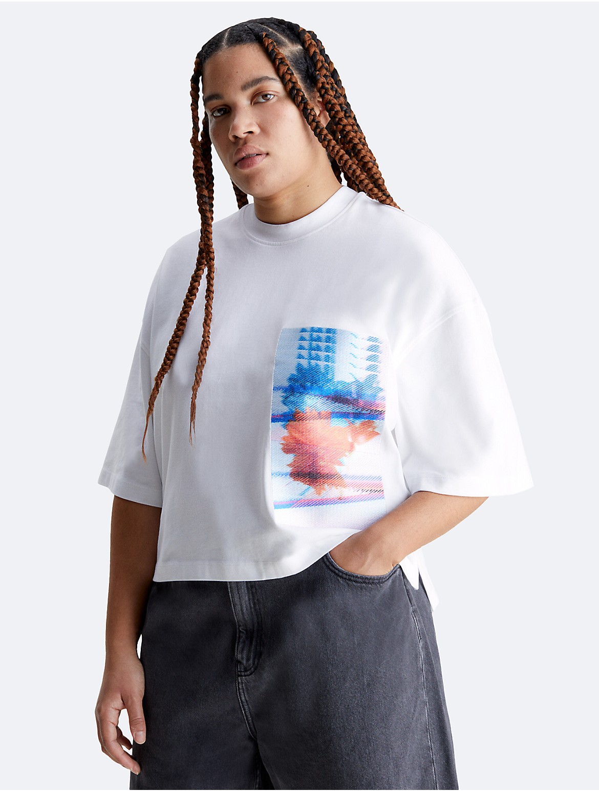Calvin Klein Women's Plus Size Floral Graphic T-Shirt - White - XLT