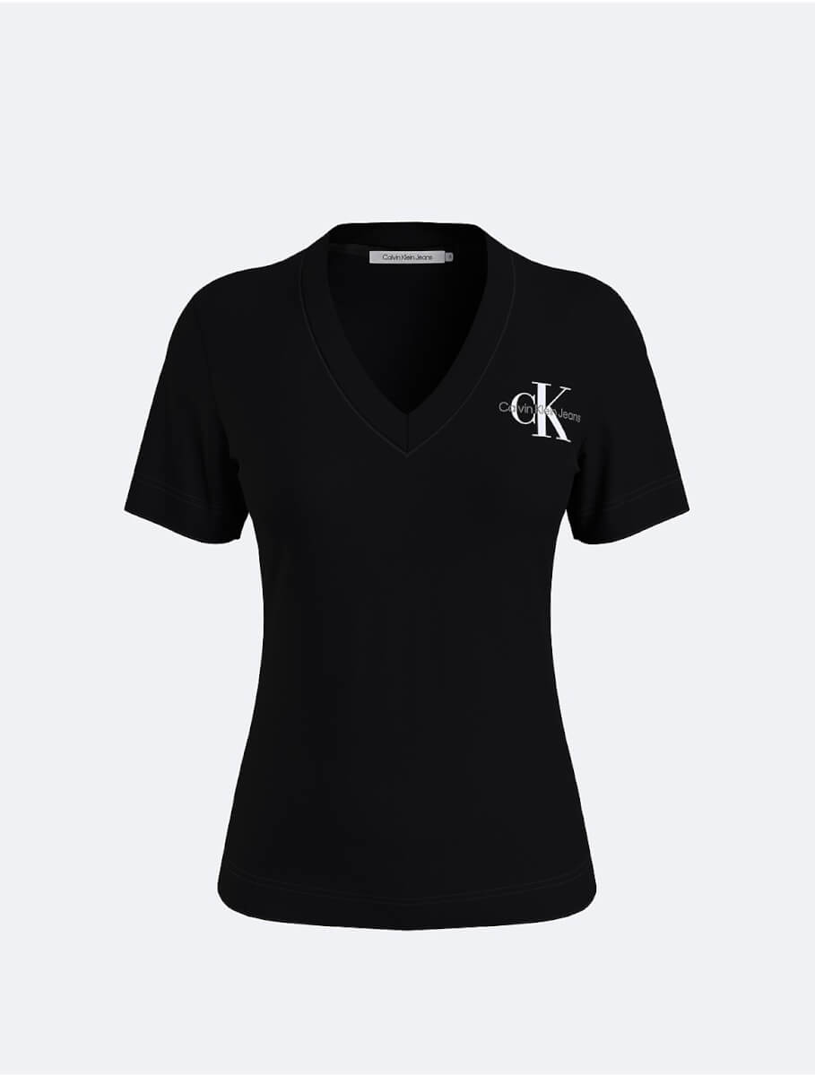 Calvin Klein Women's Plus Size Monogram Logo V-Neck T-Shirt - Black - 4XT