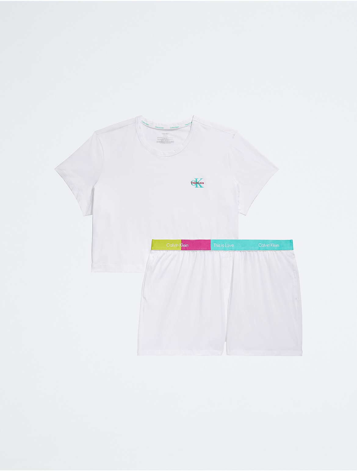 Calvin Klein Women's Pride This Is Love Plus Size Sleep T-Shirt + Shorts Set - White - 1X