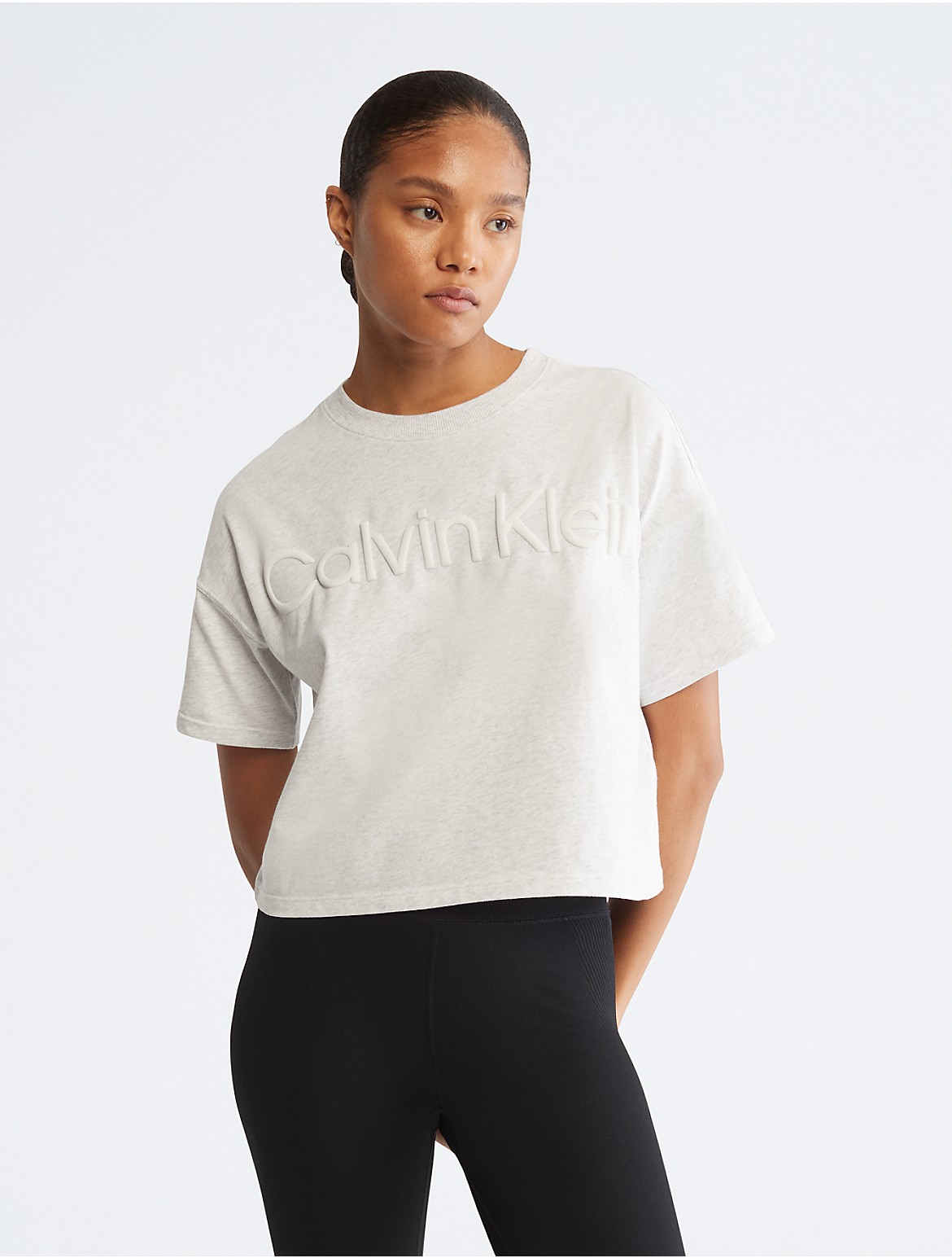 Calvin Klein Women's Puff Logo Crewneck T-Shirt - Neutral - XL