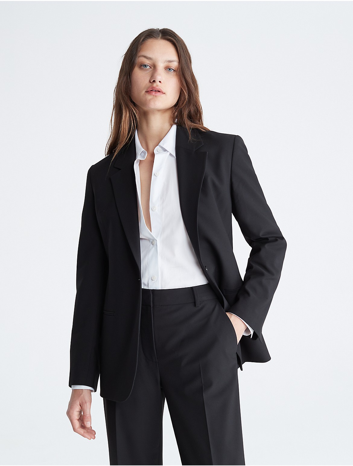 Calvin Klein Women's Refined Stretch Cinched Blazer - Black - XS