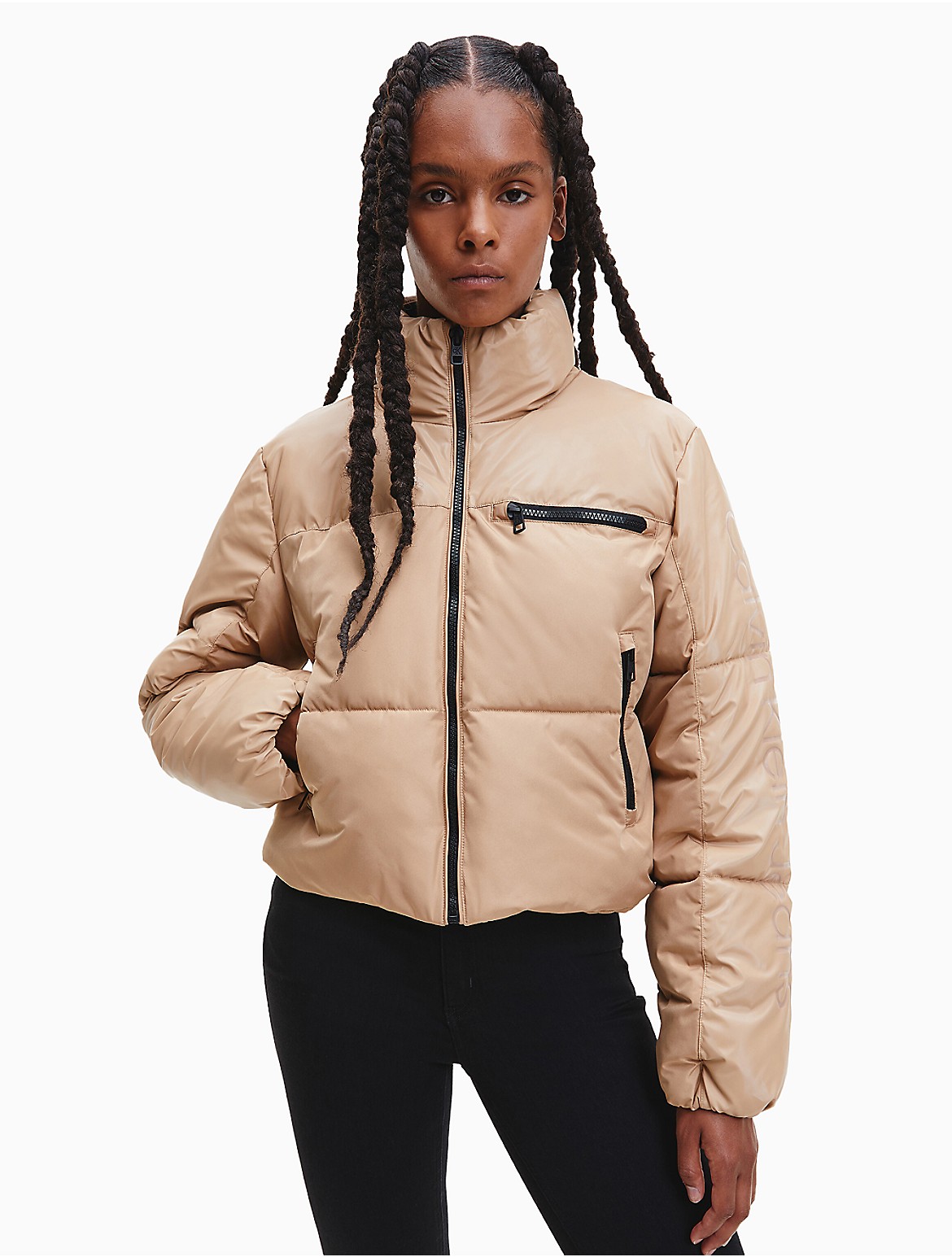 Calvin Klein Women's Repreve® Cropped Puffer Jacket - Brown - XL