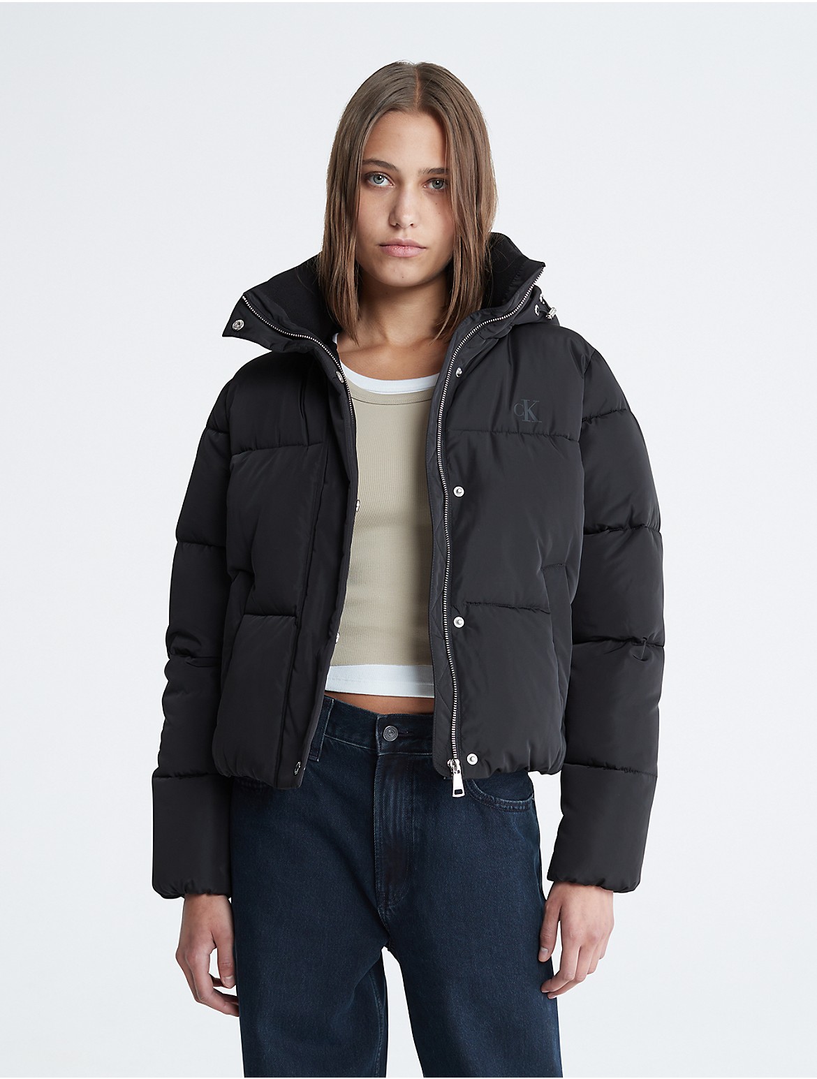 Calvin Klein Women's Short Puffer Jacket - Black - XXL