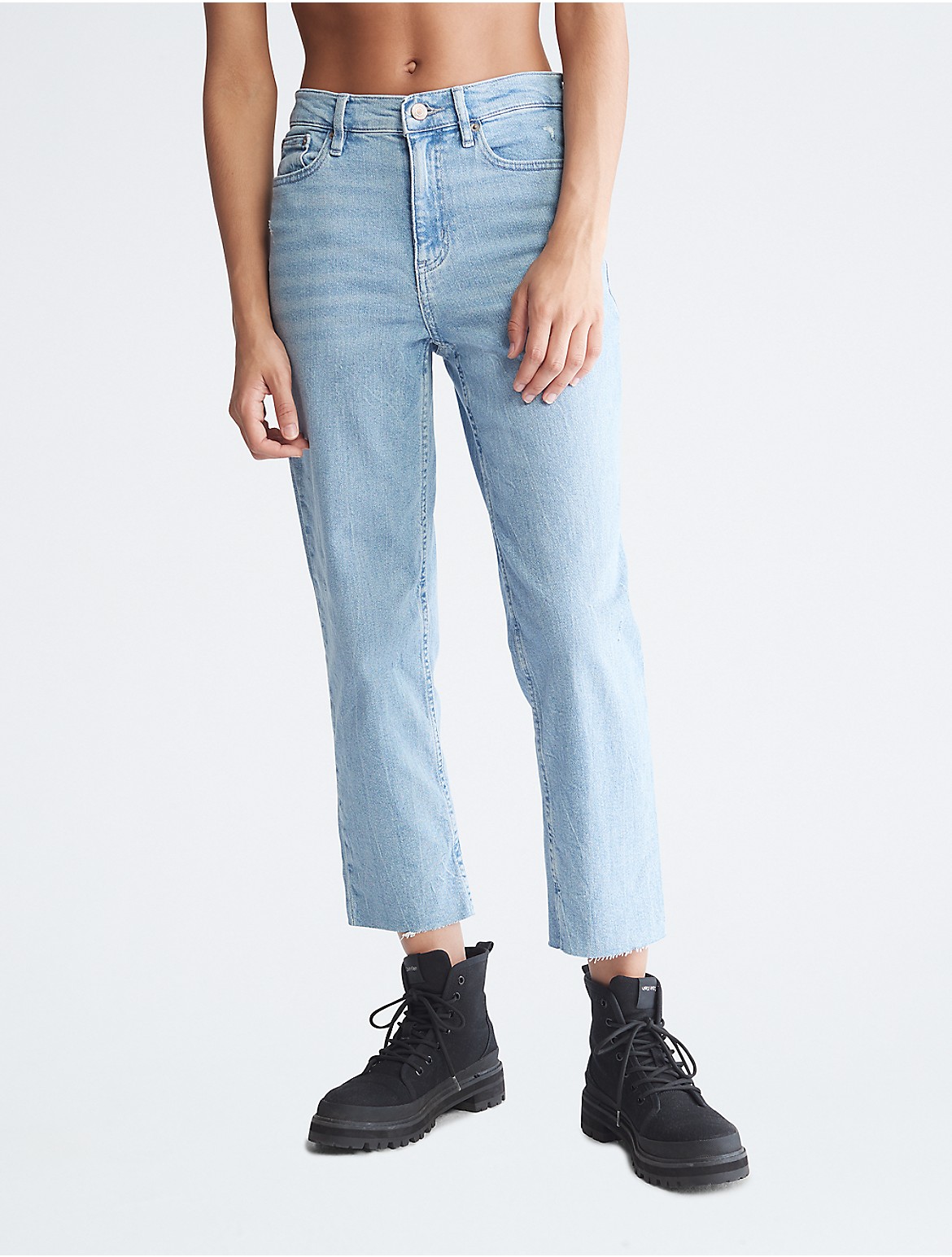 Calvin Klein Women's Straight Fit High Rise Vintage Blue Ankle Jeans - Blue - 32