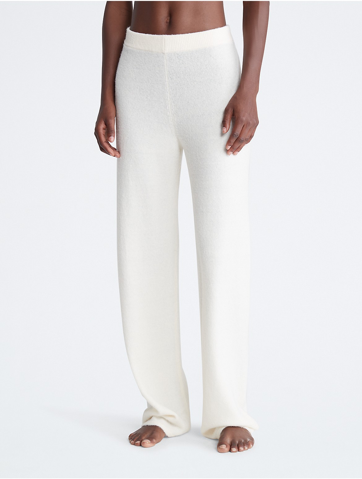 Calvin Klein Women's Sweater Lounge Plush Sleep Pants - White - XS