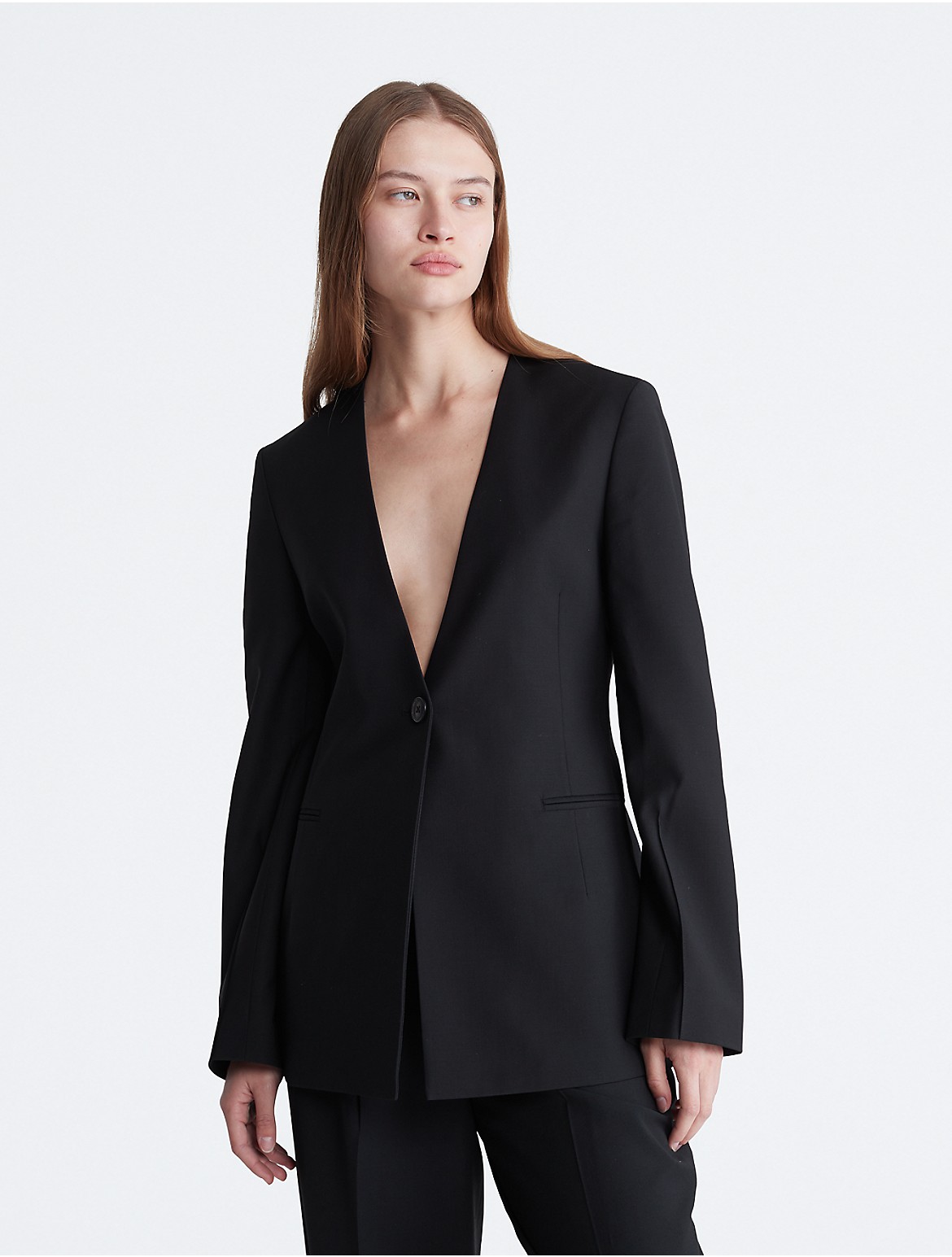 Calvin Klein Women's Tailored Single Button Blazer - Black - XS
