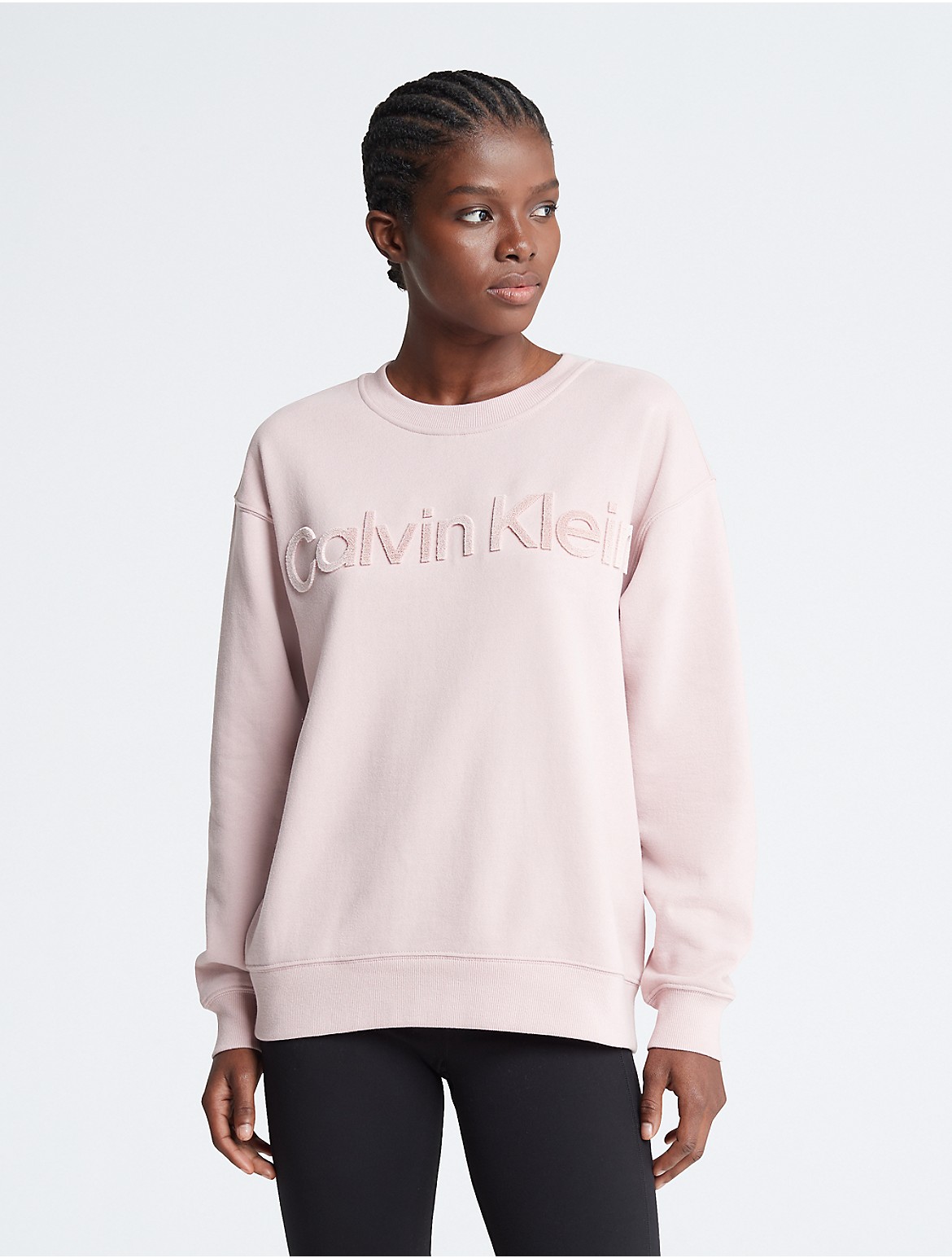 Calvin Klein Women's Velvet Crewneck Sweatshirt - Pink - L