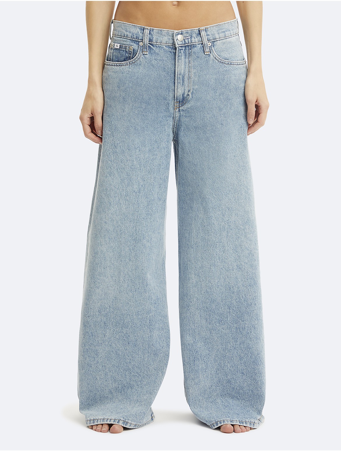 Calvin Klein Women's Wide Leg Loose Fit Jeans - Blue - 26