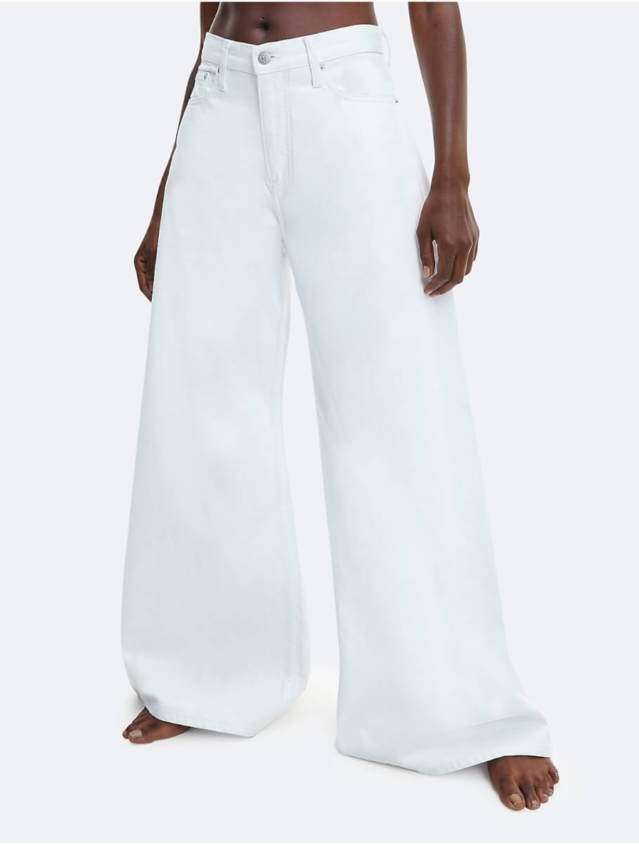 Calvin Klein Women's Wide Leg Loose Fit Jeans - White - 28