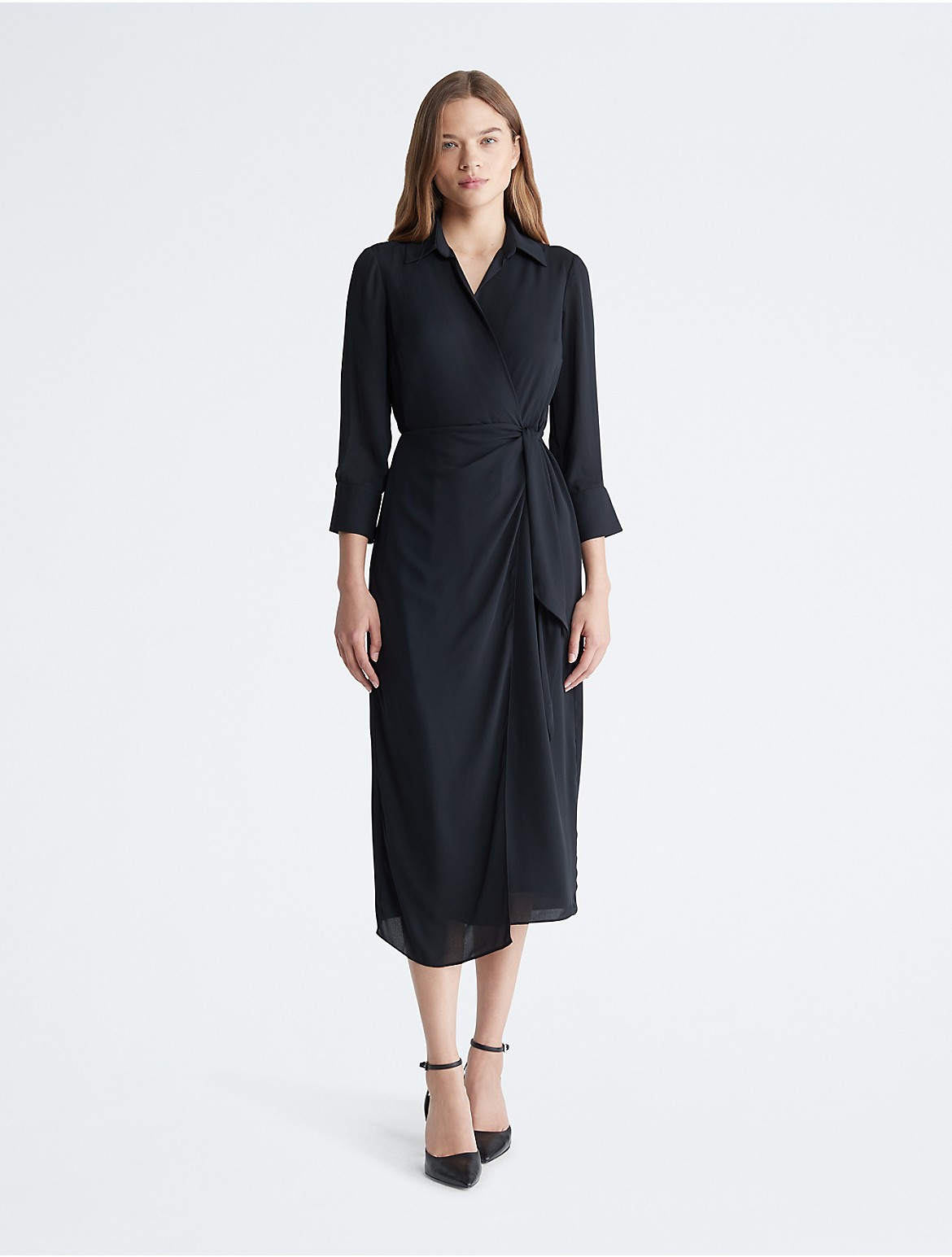 Calvin Klein Women's Wrap Maxi Dress - Black - 0