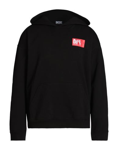 Diesel S-nlabel-hood Man Sweatshirt Black Size M Cotton