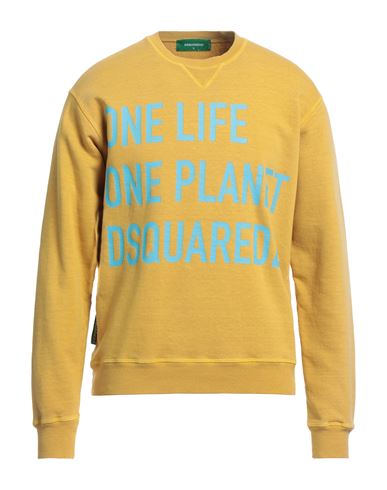 Dsquared2 Man Sweatshirt Mustard Size XXL Cotton, Elastane