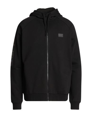 Ea7 Man Sweatshirt Black Size XL Cotton, Polyester