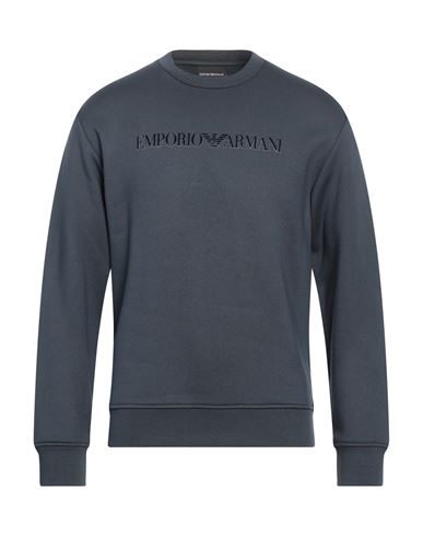 Emporio Armani Man Sweatshirt Slate blue Size S Modal, Cotton, Elastane