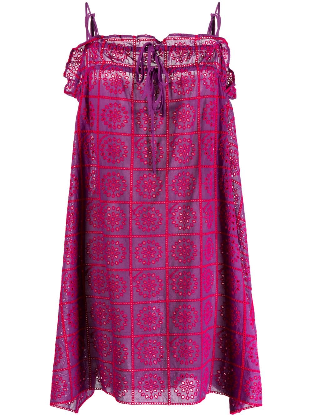 GANNI Broderie-Anglaise strap dress - Purple