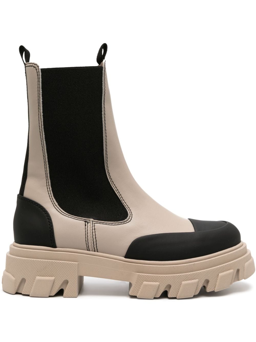 GANNI Cleated faux-leather chelsea boots - Neutrals
