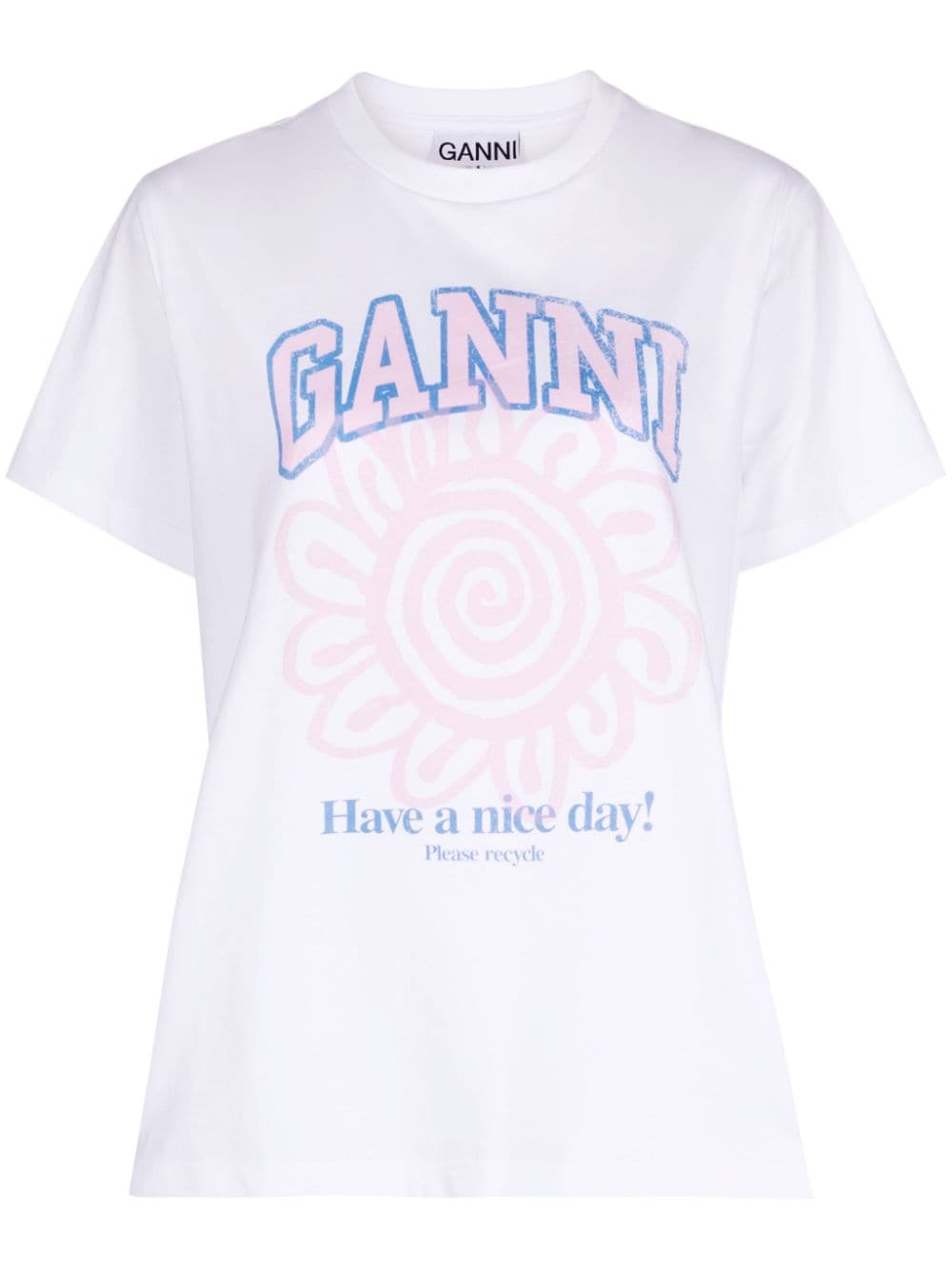 GANNI Relaxed Flower organic-cotton T-shirt - White