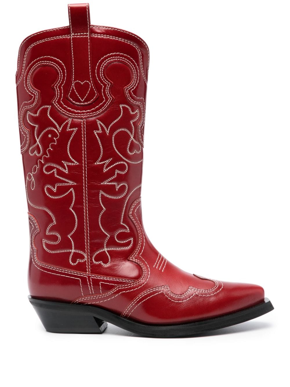 GANNI Western-style leather boots - Red