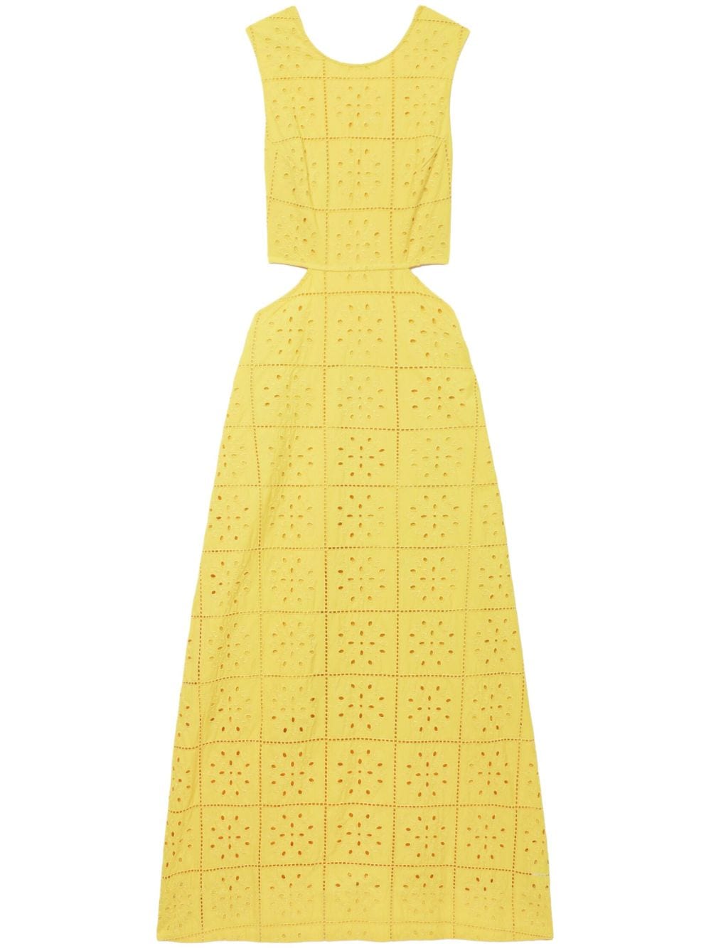 GANNI broderie-anglaise cotton midi dress - Yellow