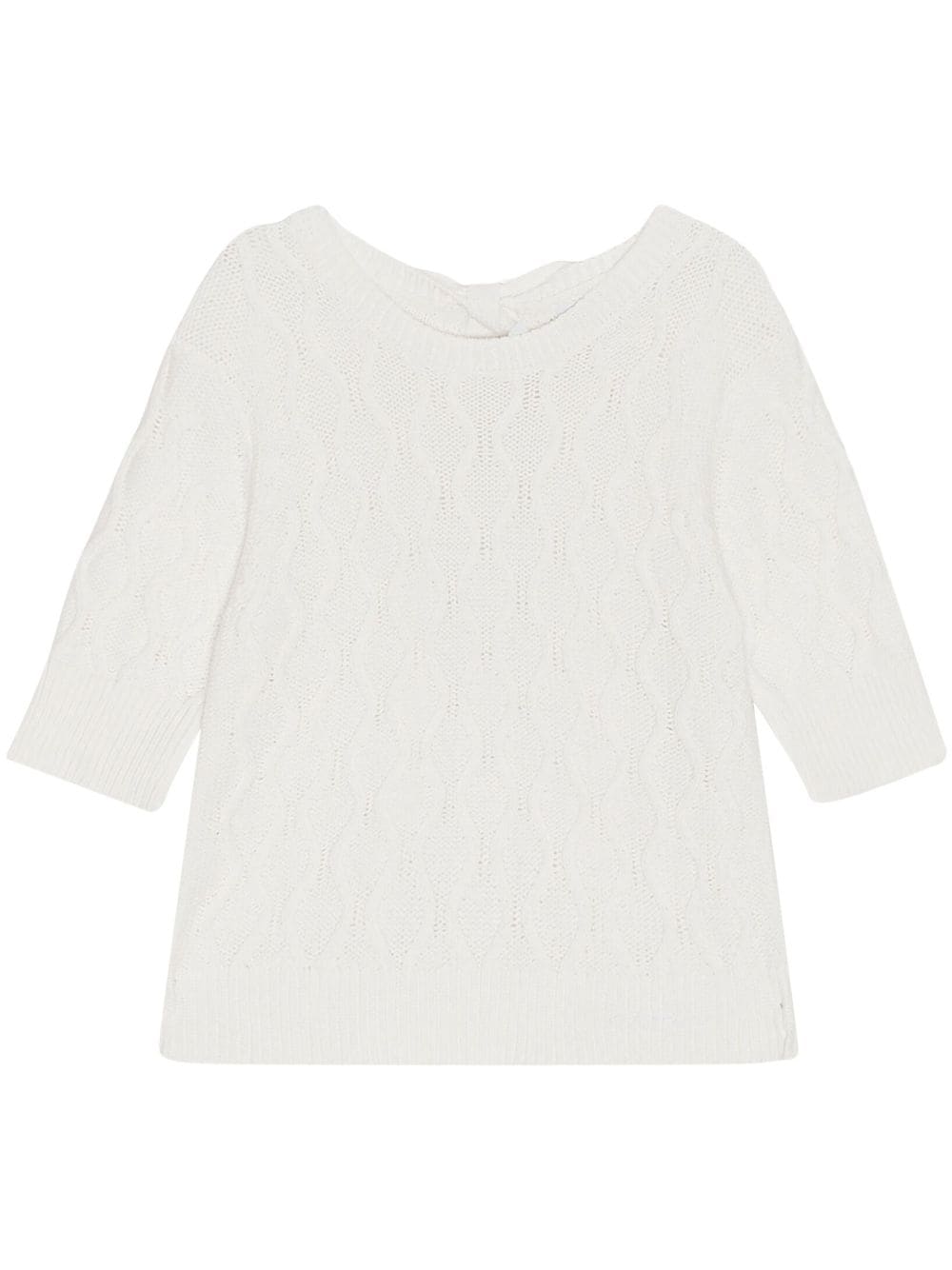 GANNI cable-knit organic cotton T-shirt - White