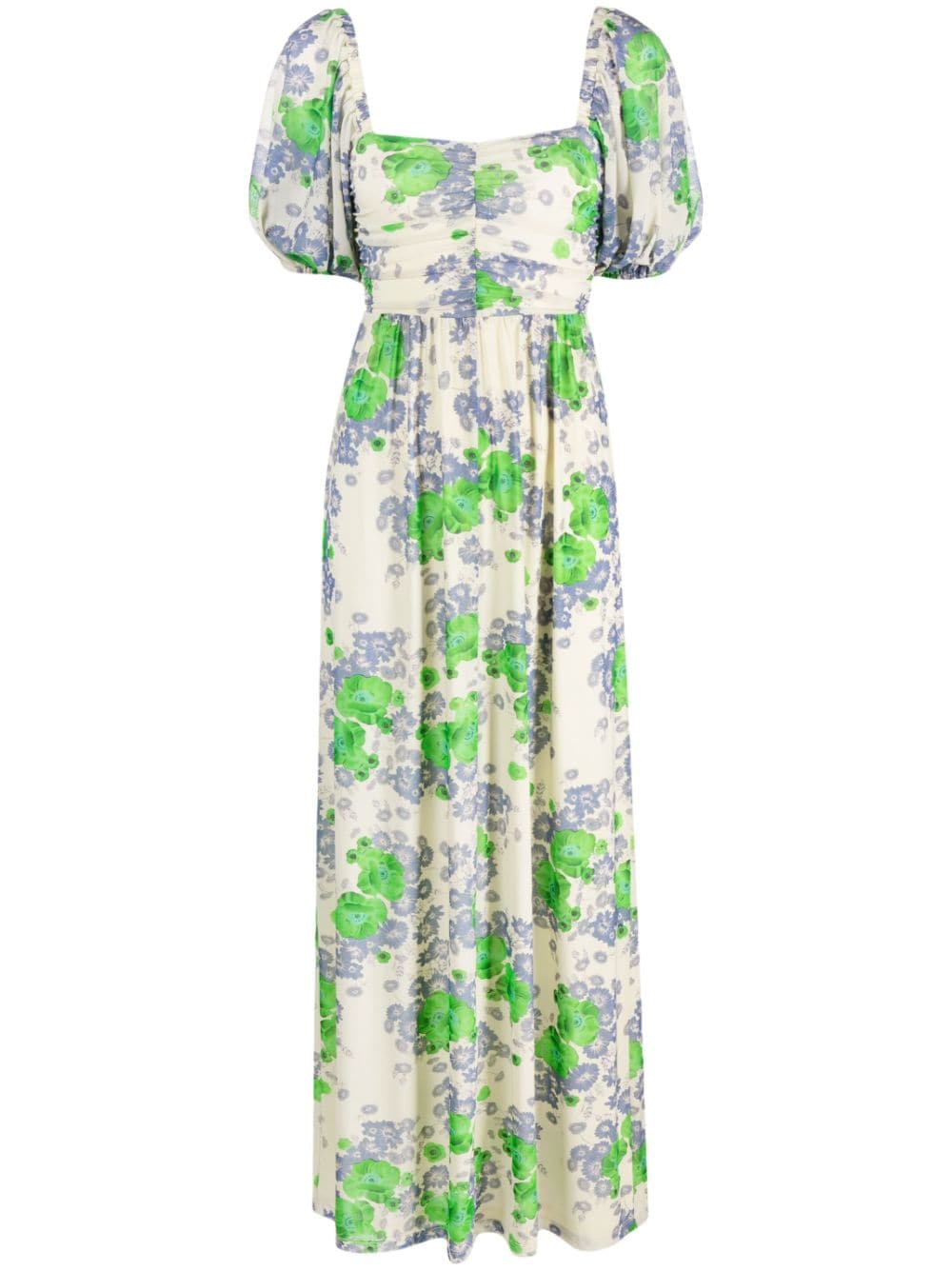 GANNI floral-print short-sleeve dress - Neutrals