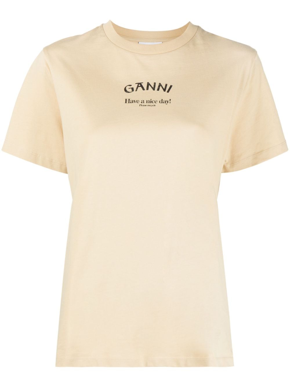 GANNI logo-print cotton T-shirt - Neutrals