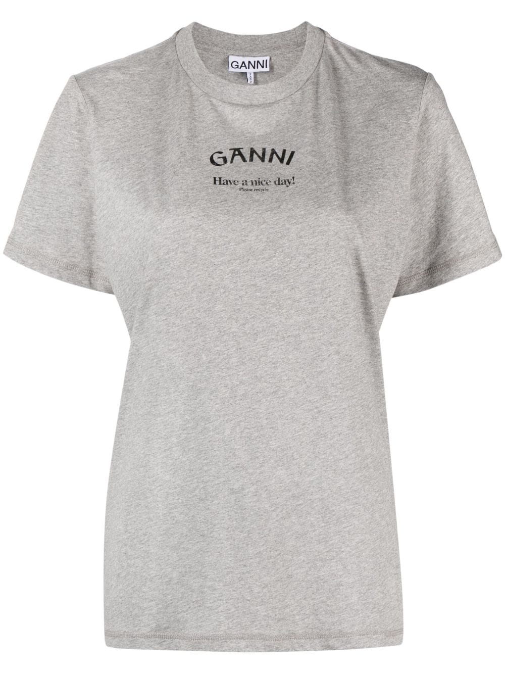 GANNI logo-print organic cotton T-shirt - Grey
