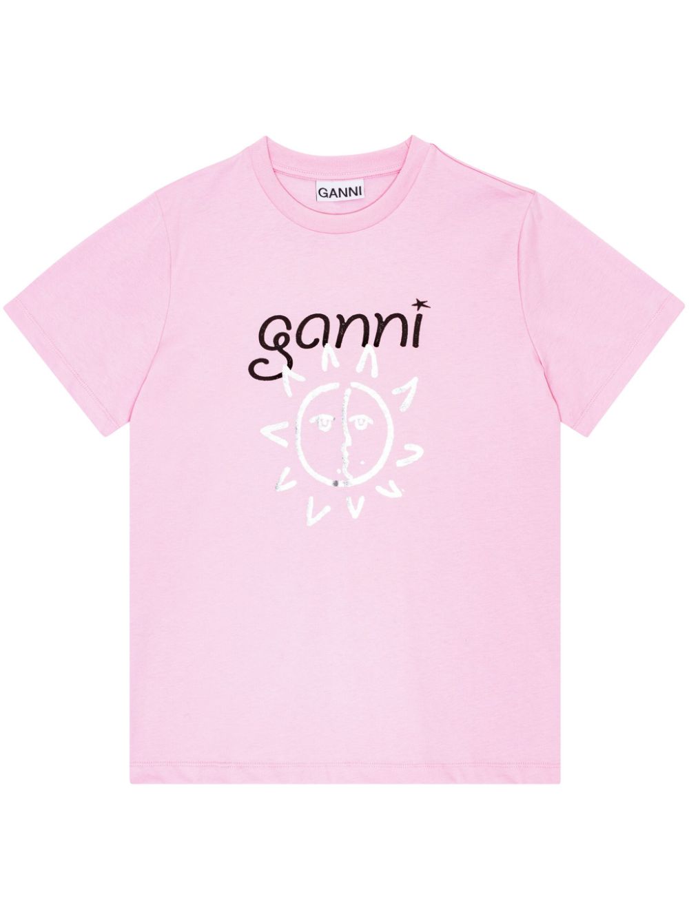 GANNI logo-print organic cotton T-shirt - Pink