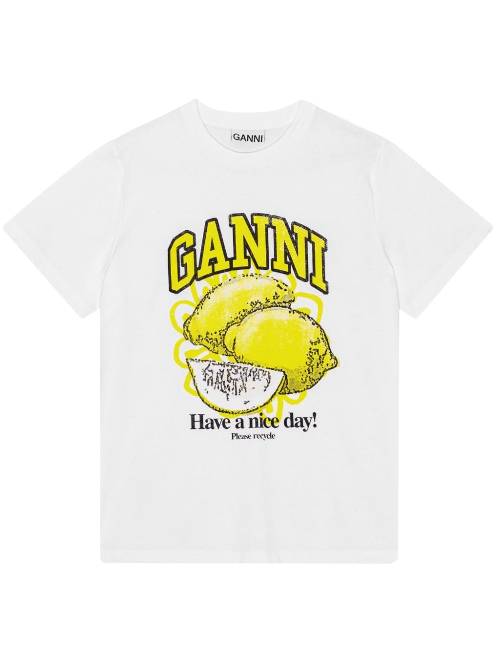 GANNI logo-print organic-cotton T-shirt - White