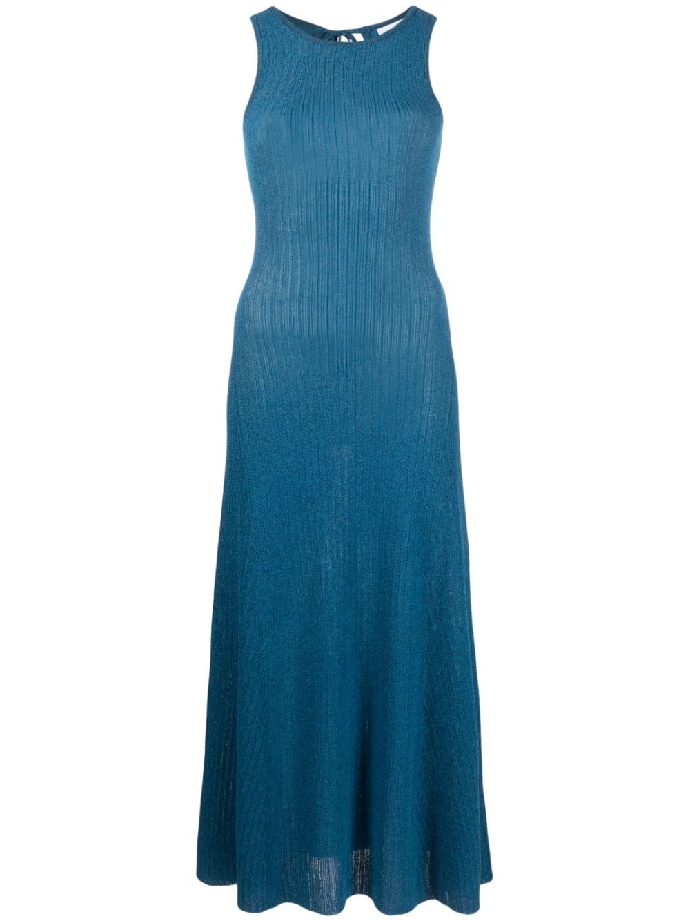 GANNI metallic ribbed midi dress - Blue