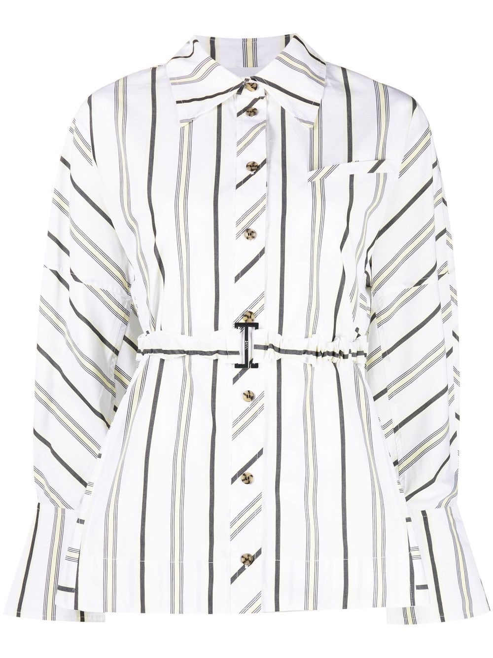 GANNI multi-way striped long-sleeve shirt - White