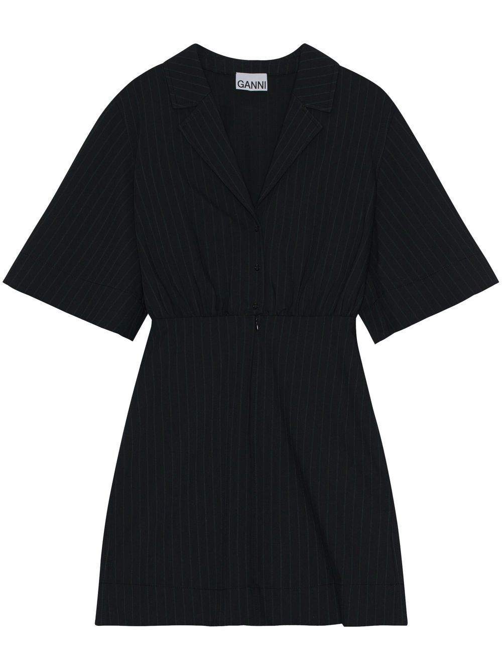 GANNI pinstripe shirt mini dress - Black