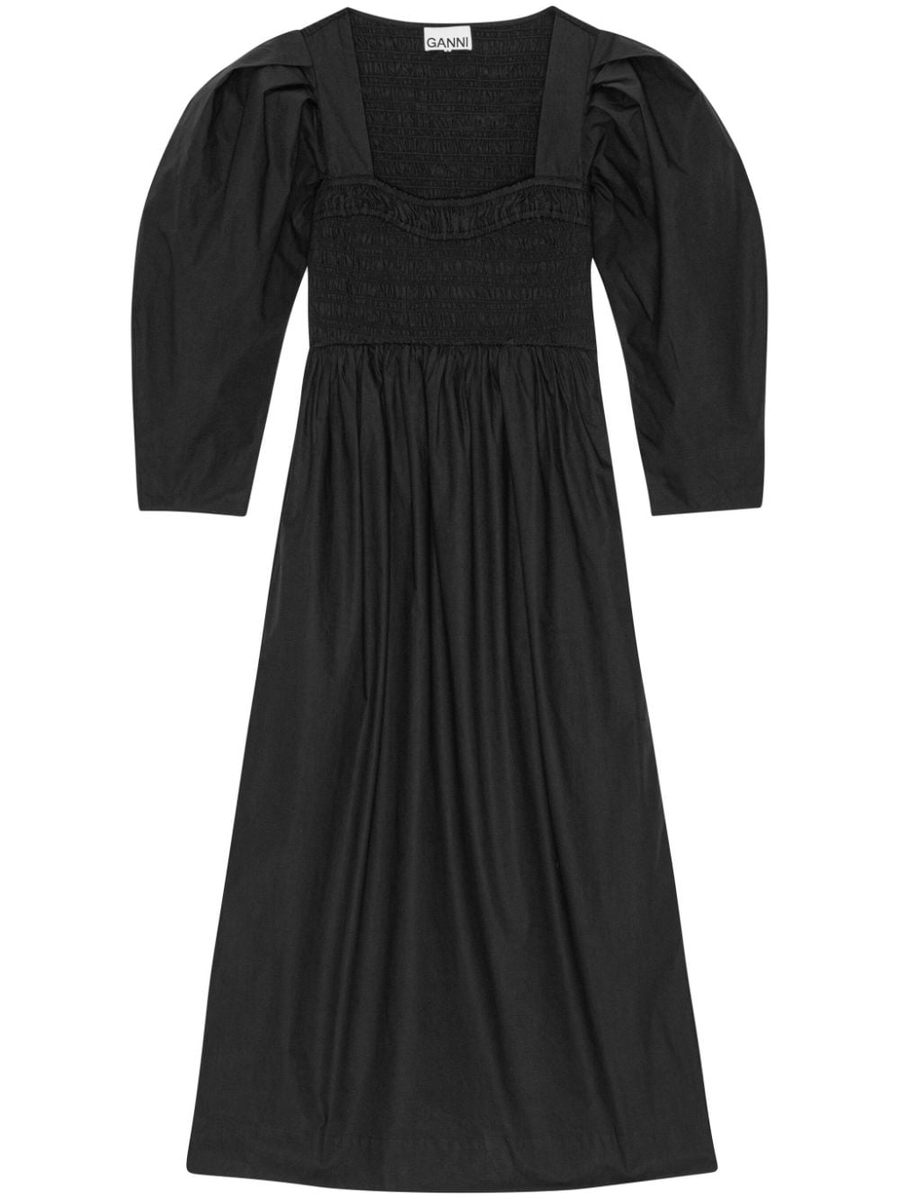 GANNI poplin organic cotton midi dress - Black