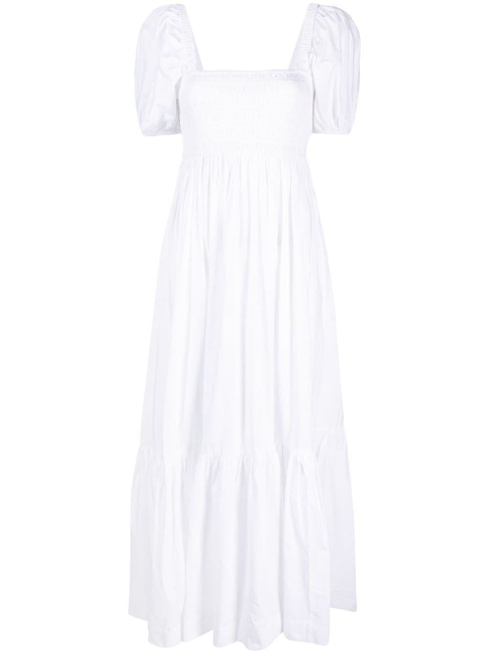 GANNI puff-sleeve organic cotton dress - White