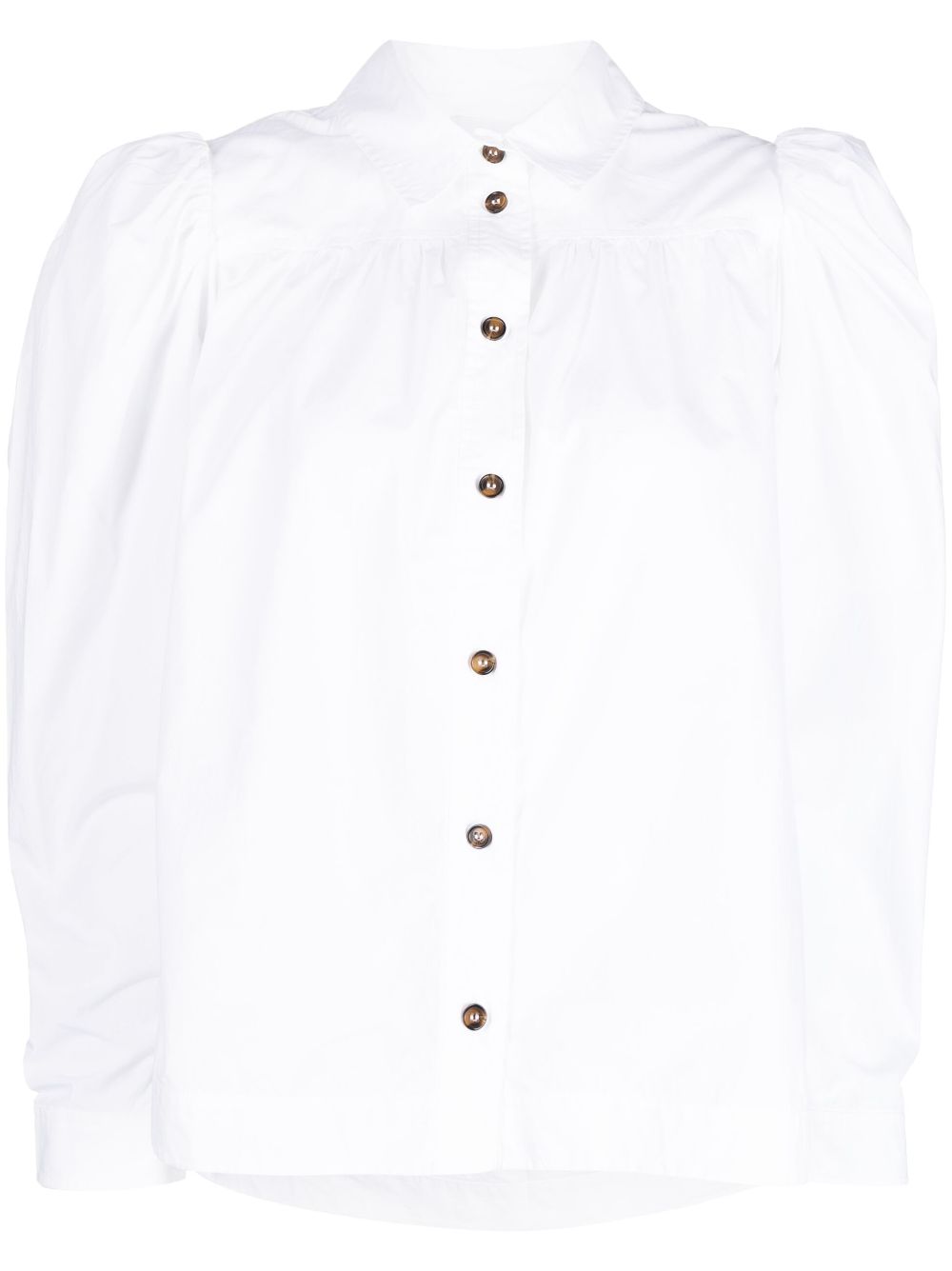GANNI puff-sleeve poplin shirt - White
