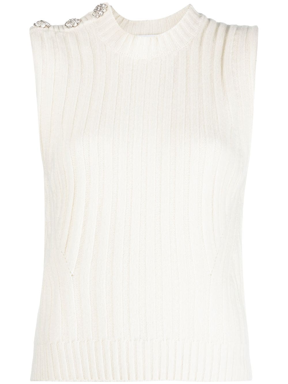 GANNI rib-knit vest top - White