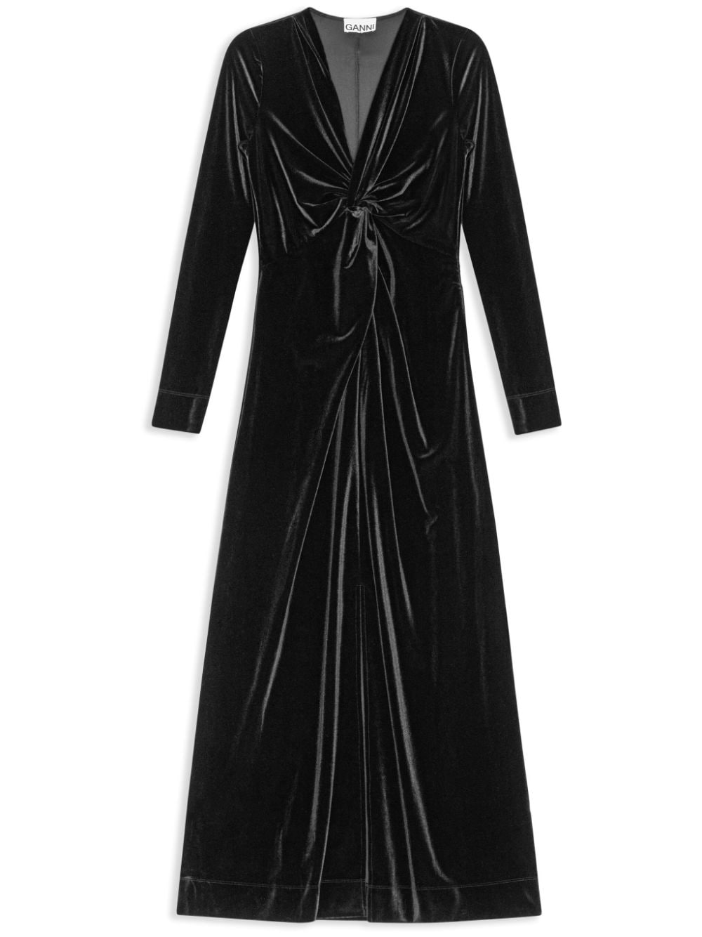 GANNI ruched velvet maxi dress - Black