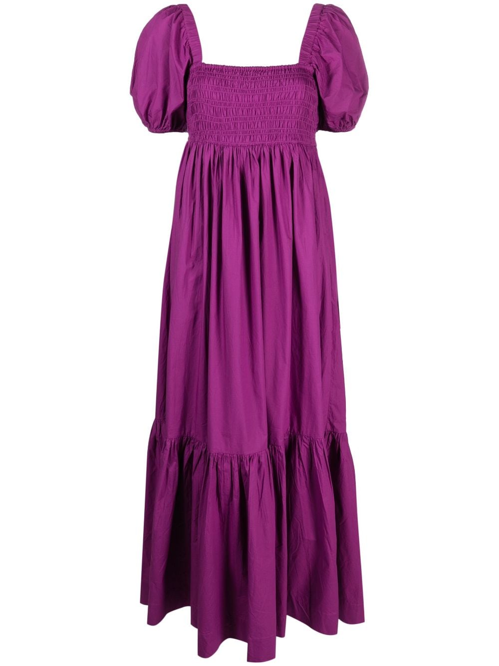 GANNI smocked organic cotton dress - Purple