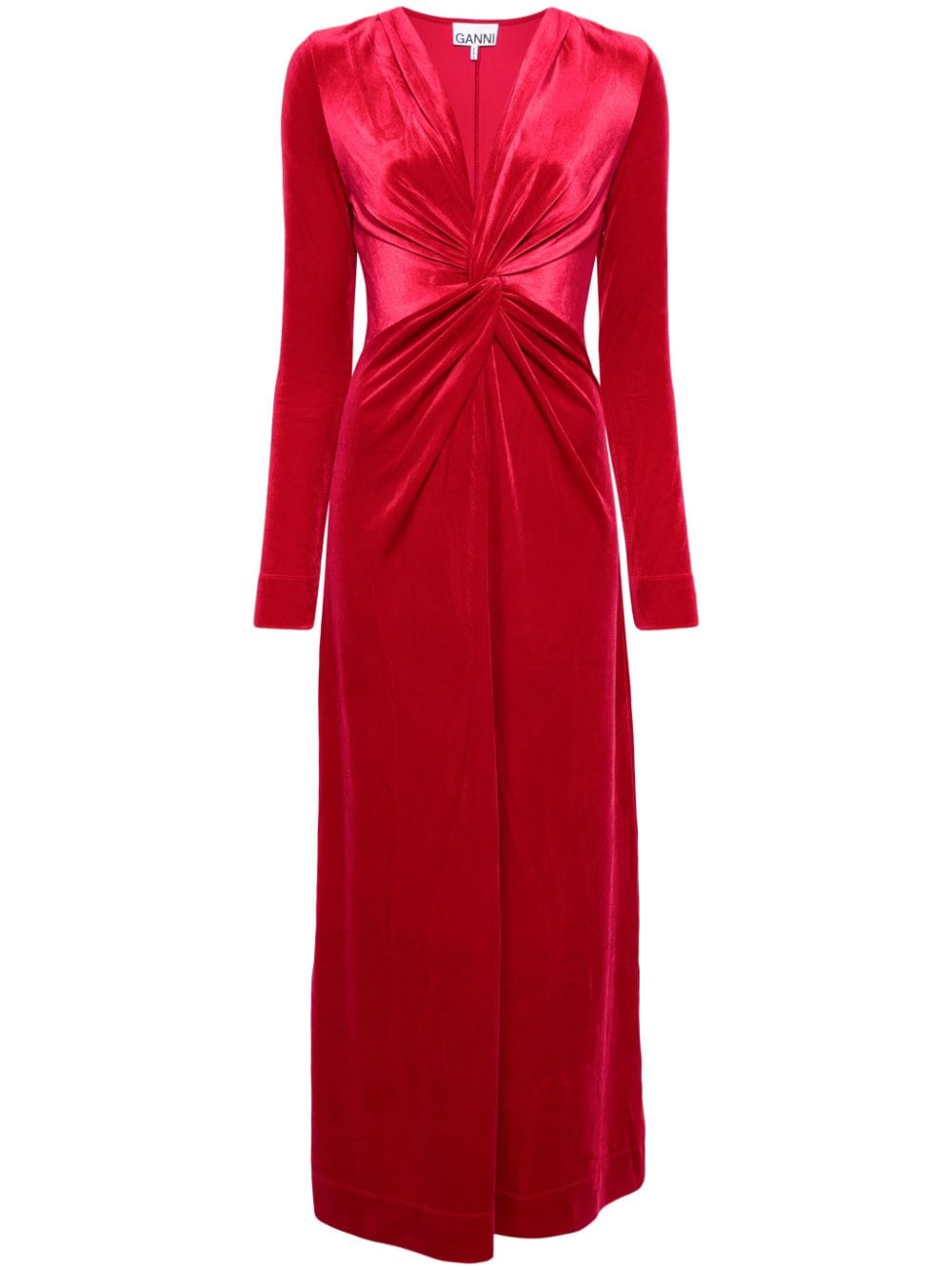 GANNI twisted velvet maxi dress - Red