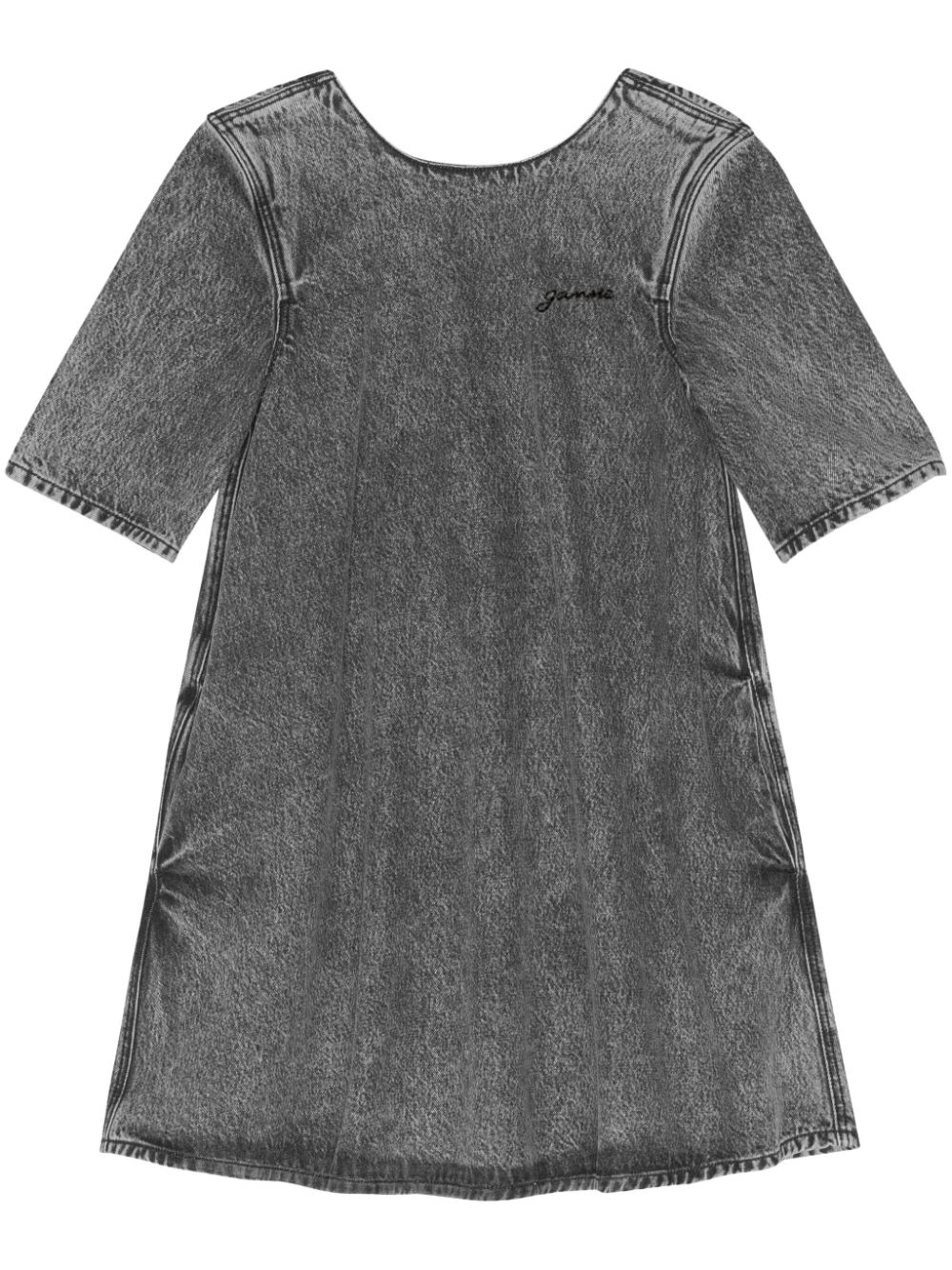 GANNI washed denim A-line mini dress - Grey