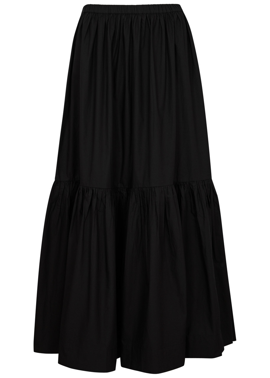 Ganni Cotton-poplin Maxi Skirt - Black - 8