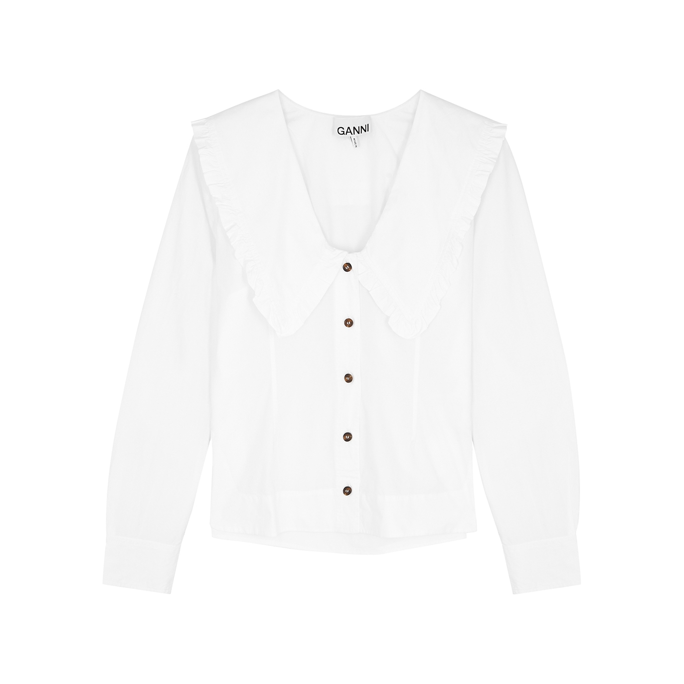 Ganni Cotton-poplin Shirt - White - 12
