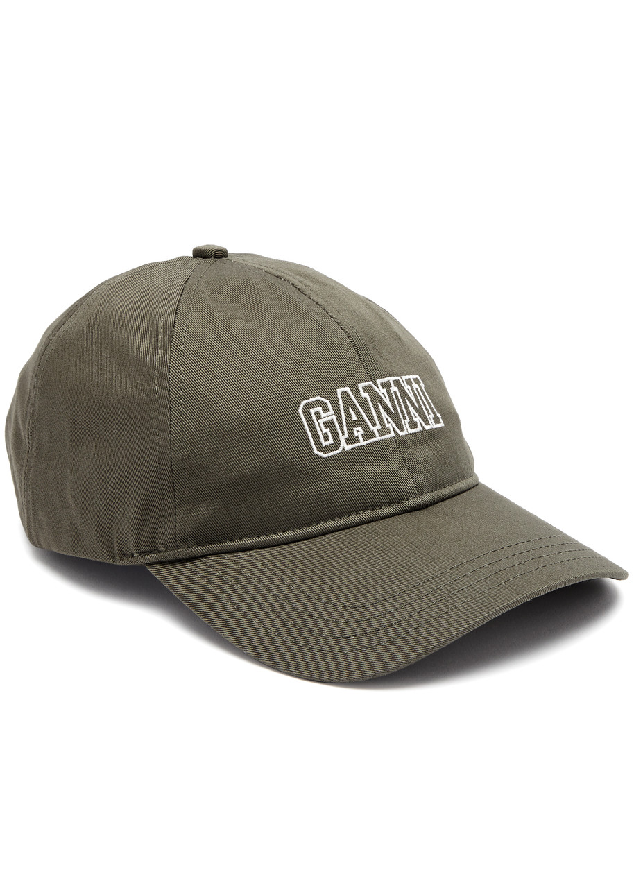 Ganni Logo-embroidered Cotton cap - Khaki
